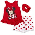 thumbnail image 1 of Disney Minnie Mouse Little Girls Tank Top French Terry Shorts and Scrunchie 3 Piece Outfit Set Infant to Big Kid, 1 of 5