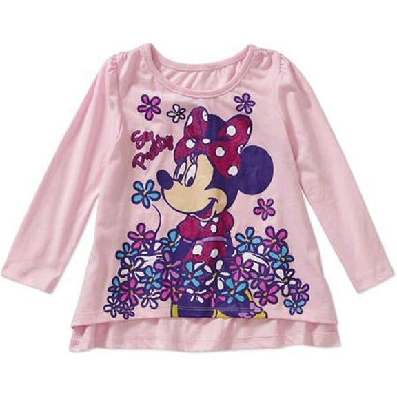 Disney Minnie Mouse Little Girls' Toddler Long Sleeve High-Low Shirt Pink 2T