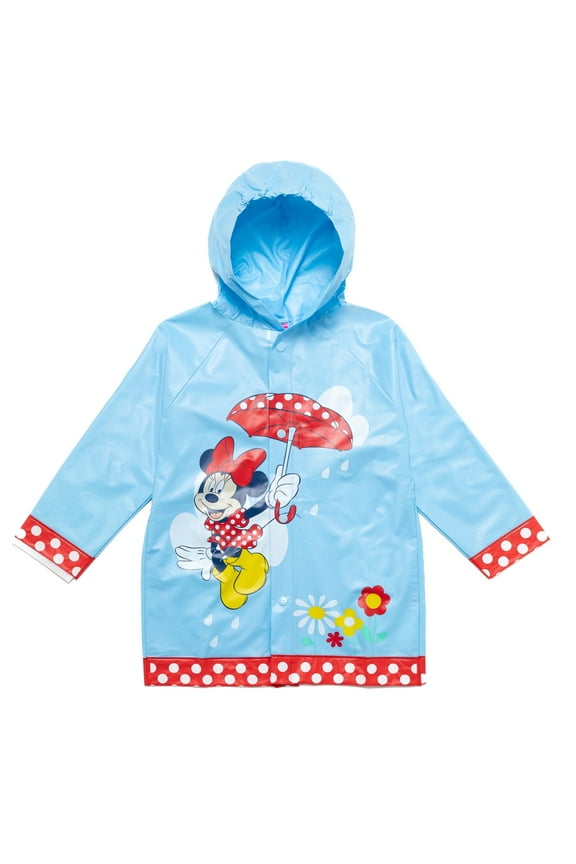 Minnie Mouse Little Girls Waterproof Rain Jacket Toddler to Little Kid