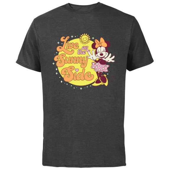 Disney Minnie Mouse Live on the Sunny Side Retro - Short Sleeve Cotton T-Shirt for Adults - Customized-Charcoal