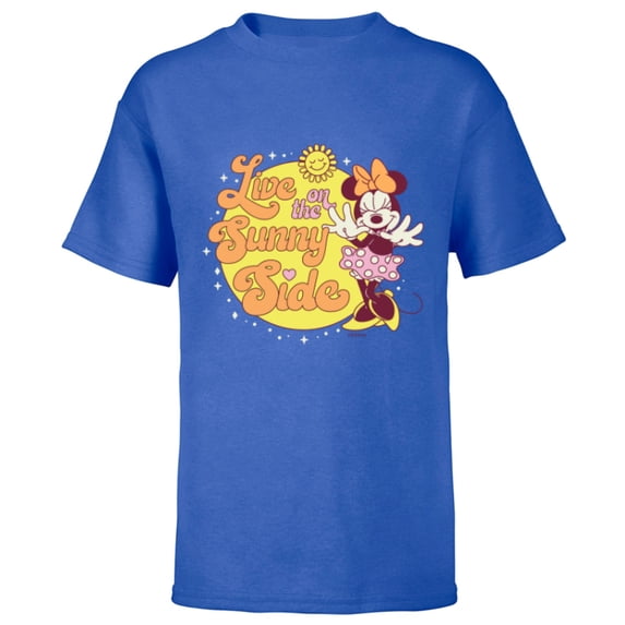 Disney Minnie Mouse Live on the Sunny Side Retro - Short Sleeve T-Shirt for Kids - Customized-Royal