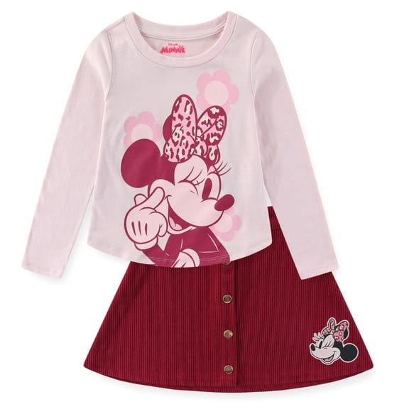 Disney Minnie Mouse Long Sleeve Shirt and Corduroy Skirt Set (Girls), 2 Piece Set, Sizes 2T-8