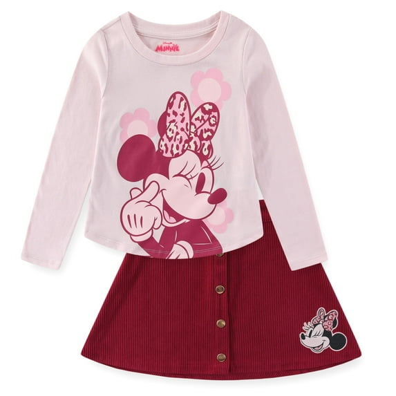 Disney Minnie Mouse Long Sleeve Shirt and Corduroy Skirt Set (Girls), 2 Piece Set, Sizes 2T-8