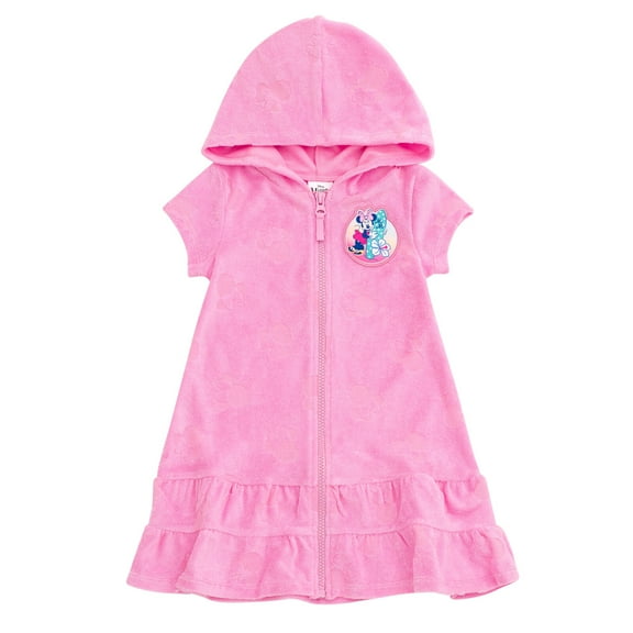Disney Minnie Mouse Loop Terry Cloth Hooded Zip Up Swim Cover Up Toddler to Big Kid