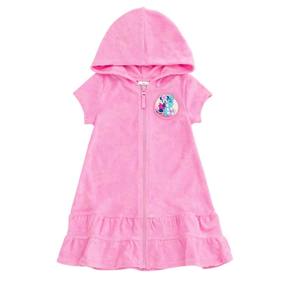 Disney Minnie Mouse Loop Terry Cloth Hooded Zip Up Swim Cover Up Toddler to Big Kid