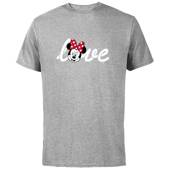 Disney Minnie Mouse Love Wink Valentine’s Day - Short Sleeve Cotton T-Shirt for Adults - Customized-Athletic Heather
