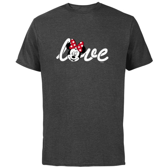 Disney Minnie Mouse Love Wink Valentine’s Day - Short Sleeve Cotton T-Shirt for Adults - Customized-Charcoal