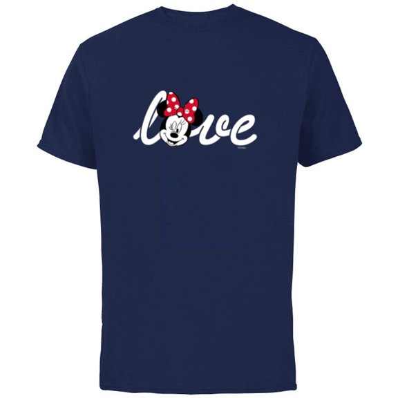 Disney Minnie Mouse Love Wink Valentine’s Day - Short Sleeve Cotton T-Shirt for Adults - Customized-Navy