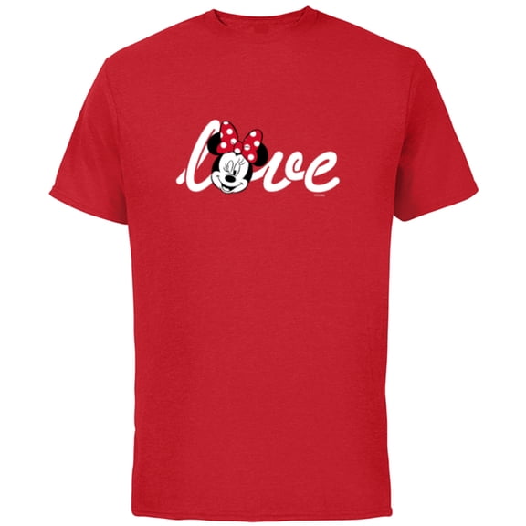 Disney Minnie Mouse Love Wink Valentine’s Day - Short Sleeve Cotton T-Shirt for Adults - Customized-Red