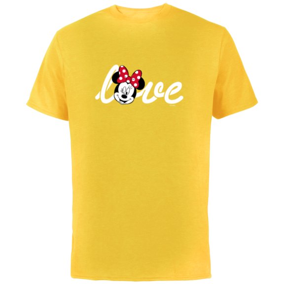 Disney Minnie Mouse Love Wink Valentine’s Day - Short Sleeve Cotton T-Shirt for Adults - Customized-Yellow