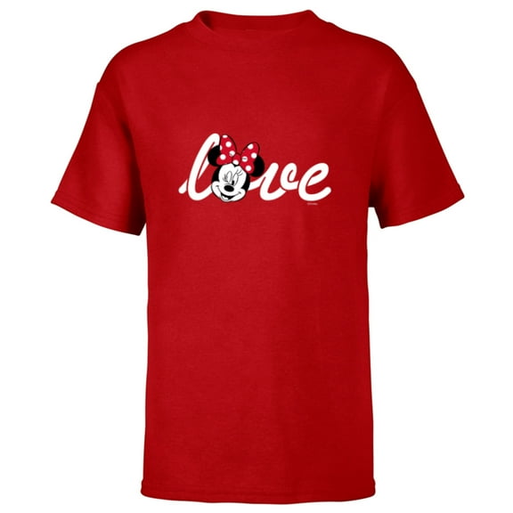 Disney Minnie Mouse Love Wink Valentine’s Day - Short Sleeve T-Shirt for Kids - Customized-Red