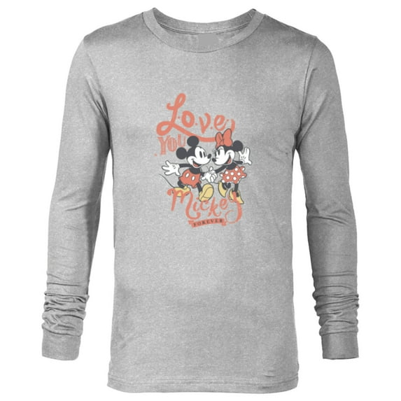 Disney Minnie Mouse Love You Mickey Forever Valentine’s Day - Long Sleeve T-Shirt for Men - Customized-Athletic Heather