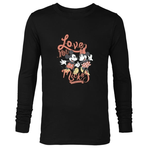 Disney Minnie Mouse Love You Mickey Forever Valentine’s Day - Long Sleeve T-Shirt for Men - Customized-Black