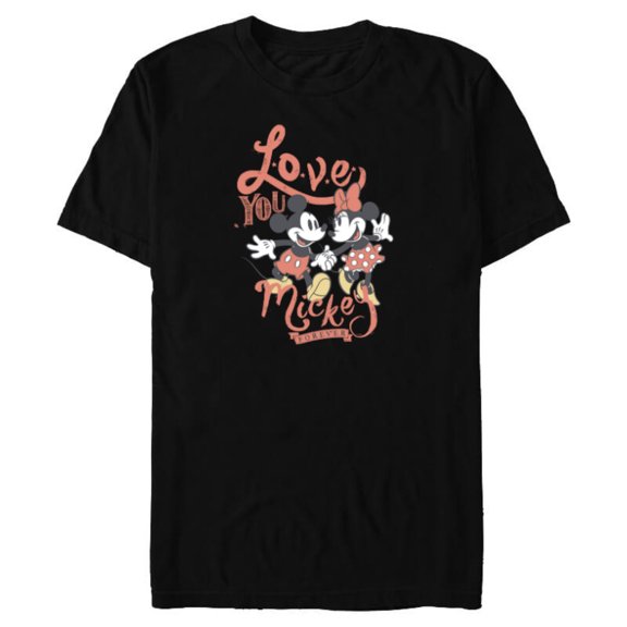 Disney Minnie Mouse Love You Mickey Forever Valentine’s Day - Short Sleeve Blended T-Shirt for Adults - Customized-Black