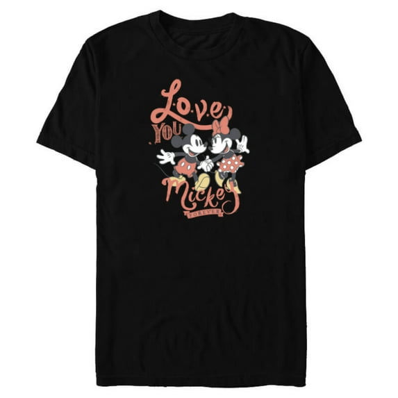 Disney Minnie Mouse Love You Mickey Forever Valentine’s Day - Short Sleeve Blended T-Shirt for Adults - Customized-Black