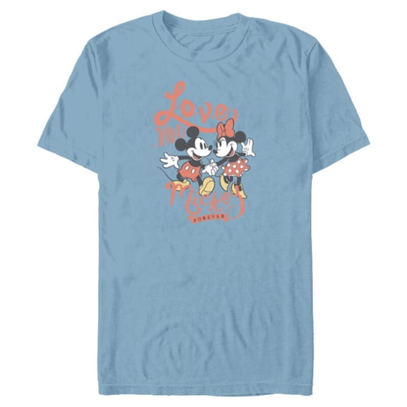 Disney Minnie Mouse Love You Mickey Forever Valentine’s Day - Short Sleeve Blended T-Shirt for Adults - Customized-Ocean Blue