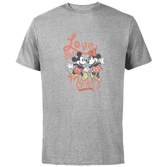 Disney Minnie Mouse Love You Mickey Forever Valentine’s Day - Short Sleeve Cotton T-Shirt for Adults - Customized-Athletic Heather
