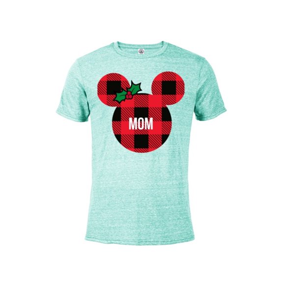 Disney Minnie Mouse MOM Holiday Family - Short Sleeve Blended T-Shirt for Adults- Customized-Celadon Snow Heather