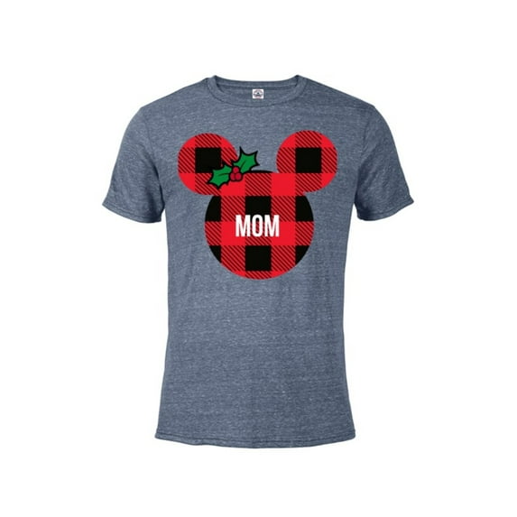Disney Minnie Mouse MOM Holiday Family - Short Sleeve Blended T-Shirt for Adults- Customized-Denim Snow Heather