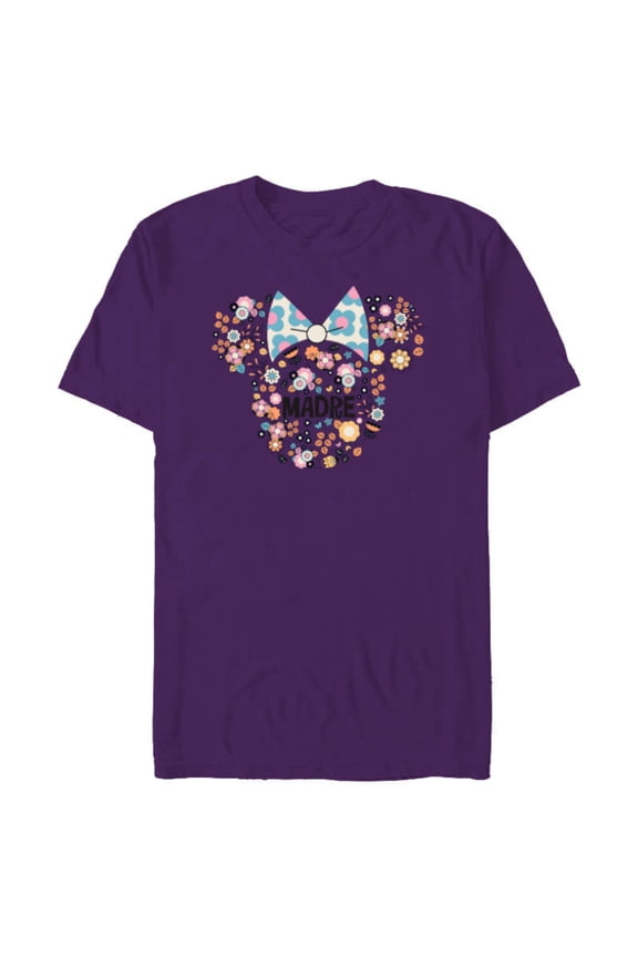 Minnie Mouse Madre Head Icon Flowers Mother’s Day - Short Sleeve Blended T-Shirt for Adults - Customized-Purple
