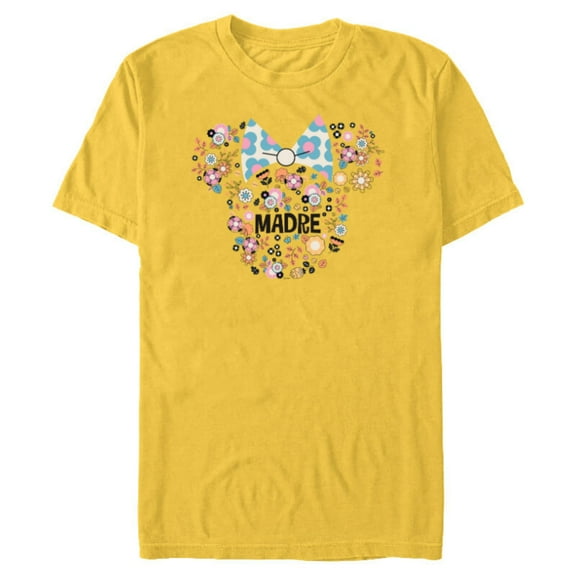 Disney Minnie Mouse Madre Head Icon Flowers Mother’s Day - Short Sleeve Blended T-Shirt for Adults - Customized-Yellow