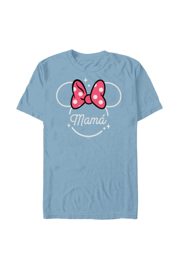 Minnie Mouse Mamá Mom Head Icon Magic Día de la Madre - Short Sleeve Blended T-Shirt for Adults - Customized-Ocean Blue