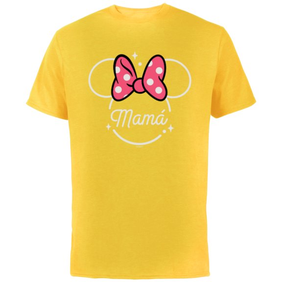 Disney Minnie Mouse Mamá Mom Head Icon Magic Día de la Madre - Short Sleeve Cotton T-Shirt for Adults - Customized-Yellow