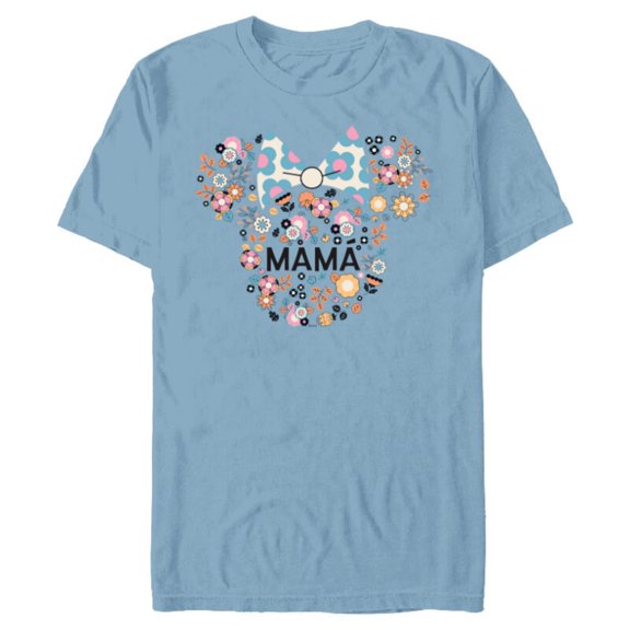 Disney Minnie Mouse Mamá Mom Icon Flowers Día de la Madre - Short Sleeve Blended T-Shirt for Adults - Customized-Ocean Blue