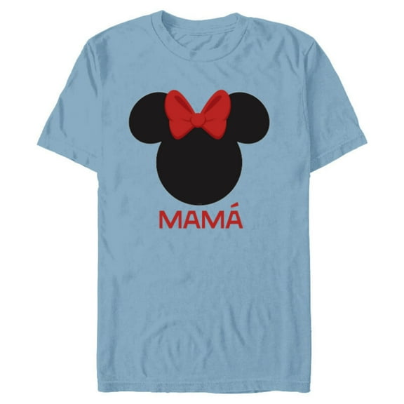 Disney Minnie Mouse Mamá Mom Red Bow Family Día de la Madre - Short Sleeve Blended T-Shirt for Adults - Customized-Ocean Blue