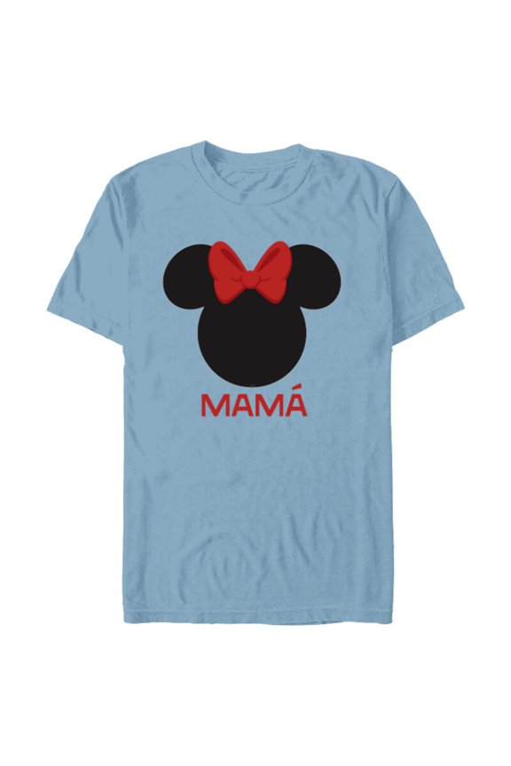 Minnie Mouse Mamá Mom Red Bow Family Día de la Madre - Short Sleeve Blended T-Shirt for Adults - Customized-Ocean Blue