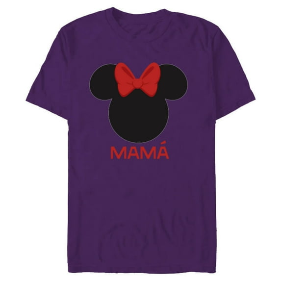 Disney Minnie Mouse Mamá Mom Red Bow Family Día de la Madre - Short Sleeve Blended T-Shirt for Adults - Customized-Purple