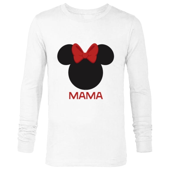 Disney Minnie Mouse Mama Mom Red Bow Family Mother’s Day - Long Sleeve T-Shirt for Men - Customized-White