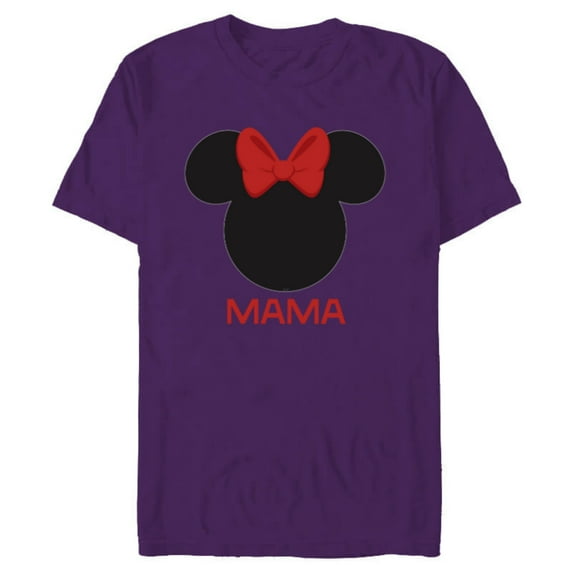 Disney Minnie Mouse Mama Mom Red Bow Family Mother’s Day - Short Sleeve Blended T-Shirt for Adults - Customized-Purple