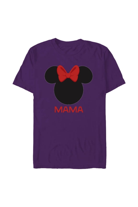 Minnie Mouse Mama Mom Red Bow Family Mother’s Day - Short Sleeve Blended T-Shirt for Adults - Customized-Purple
