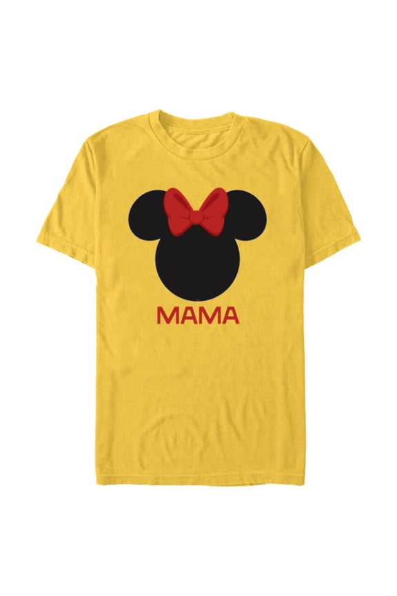 Minnie Mouse Mama Mom Red Bow Family Mother’s Day - Short Sleeve Blended T-Shirt for Adults - Customized-Yellow