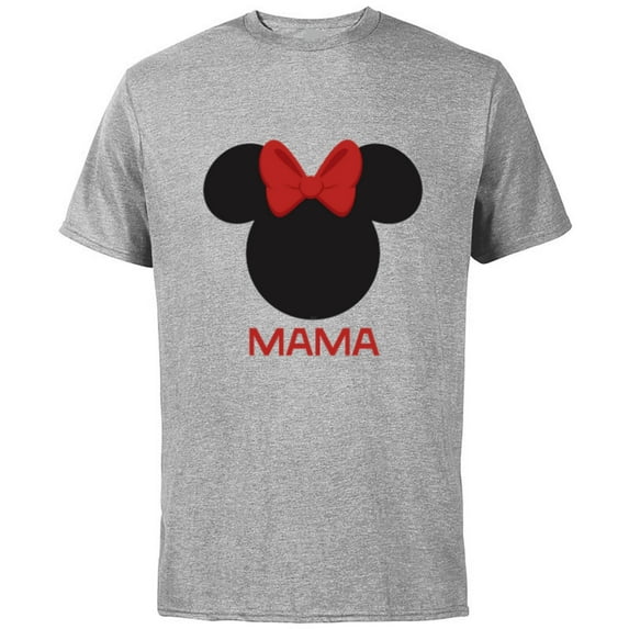 Disney Minnie Mouse Mama Mom Red Bow Family Mother’s Day - Short Sleeve Cotton T-Shirt for Adults - Customized-Athletic Heather