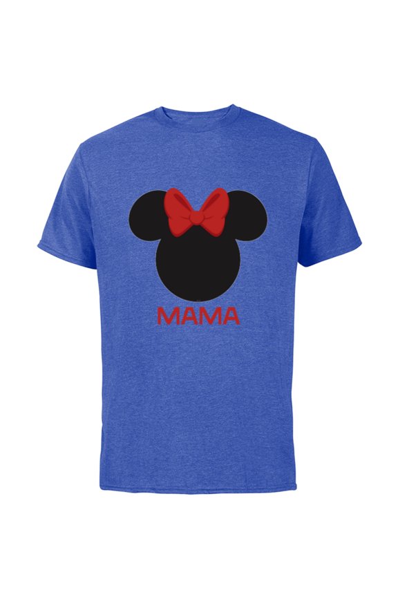Minnie Mouse Mama Mom Red Bow Family Mother’s Day - Short Sleeve Cotton T-Shirt for Adults - Customized-Royal Heather