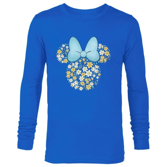 Disney Minnie Mouse March Birth Month Birthstone & Flowers - Long Sleeve T-Shirt for Men - Customized-Navy