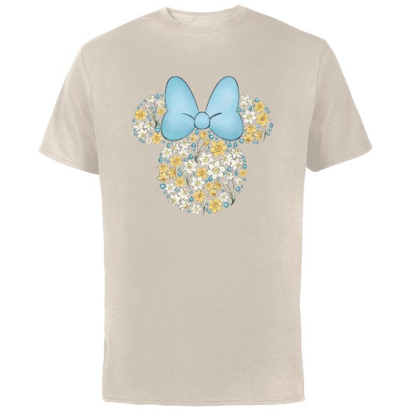 Disney Minnie Mouse March Birth Month Birthstone & Flowers - Short Sleeve Cotton T-Shirt for Adults - Customized-Natural