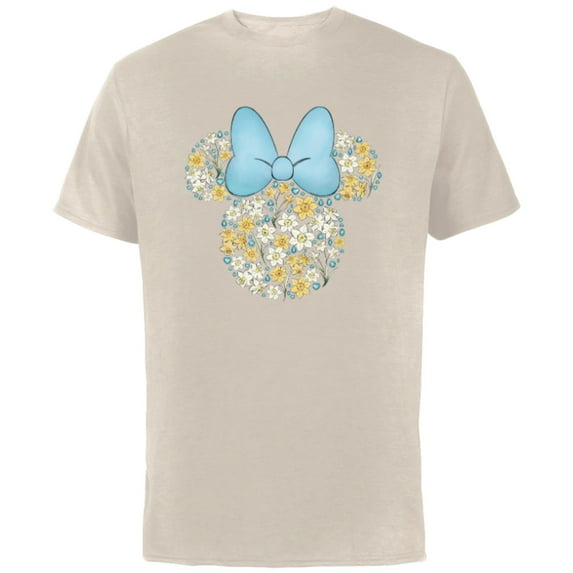 Disney Minnie Mouse March Birth Month Birthstone & Flowers - Short Sleeve Cotton T-Shirt for Adults - Customized-Natural