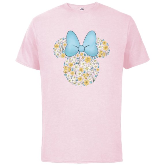 Disney Minnie Mouse March Birth Month Birthstone & Flowers - Short Sleeve Cotton T-Shirt for Adults - Customized-Soft Pink