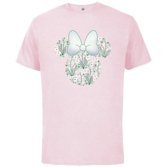 Disney Minnie Mouse May Birth Month Birthstone & Flowers - Short Sleeve Cotton T-Shirt for Adults - Customized-Soft Pink
