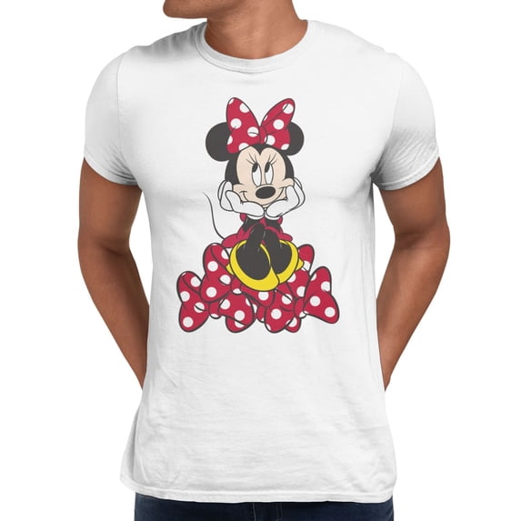 Disney Minnie Mouse Men's Happy Pile Of Bows T-Shirt (Bright White, S-XXXL)