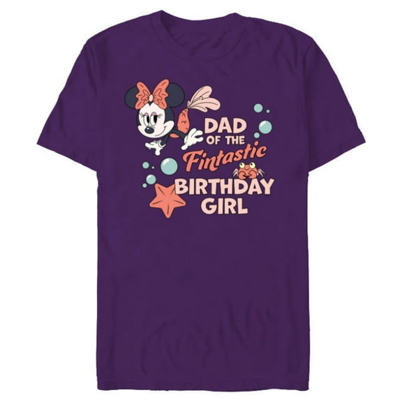Disney Minnie Mouse Mermaid Dad of the Birthday Girl - Short Sleeve Blended T-Shirt for Adults - Customized-Purple
