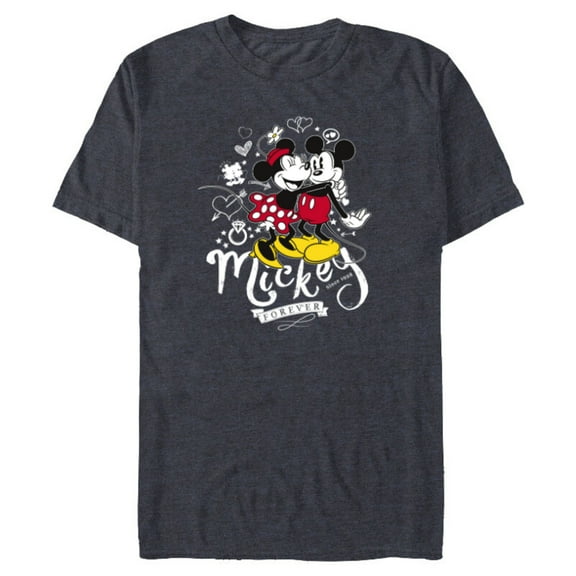 Disney Minnie Mouse Mickey Forever Love Hug Valentine’s Day - Short Sleeve Blended T-Shirt for Adults - Customized-Navy Heather