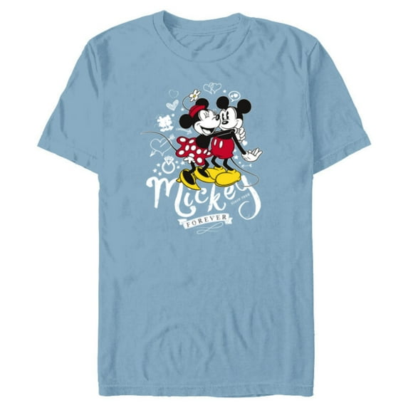 Disney Minnie Mouse Mickey Forever Love Hug Valentine’s Day - Short Sleeve Blended T-Shirt for Adults - Customized-Ocean Blue