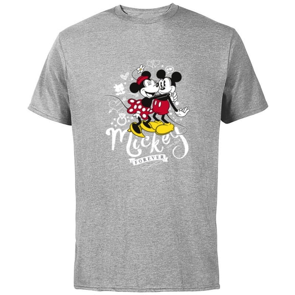 Disney Minnie Mouse Mickey Forever Love Hug Valentine’s Day - Short Sleeve Cotton T-Shirt for Adults - Customized-Athletic Heather