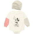 thumbnail image 1 of Disney Minnie Mouse Mickey Mouse Winnie the Pooh Baby Girls French Terry Bodysuit and Hat Newborn to Infant, 1 of 5