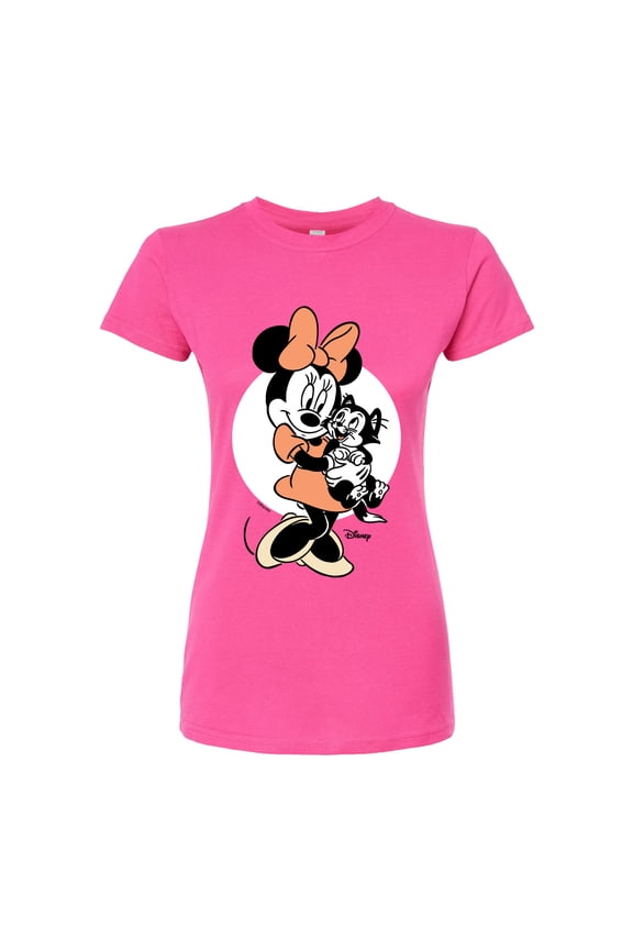 - Minnie Mouse - Minnie loves Figaro - Juniors Fitted Graphic T-Shirt
