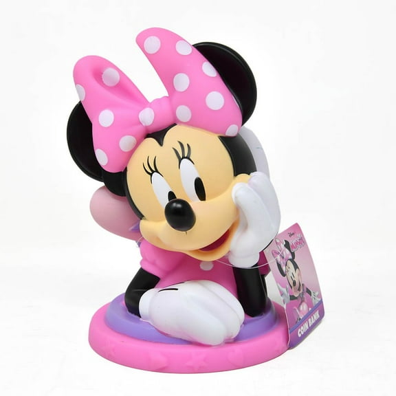 Disney Minnie Mouse Molded Coin Bank, 5" x 5" x 7"